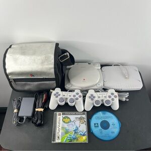 PlayStation 1 PS One LCD Combo Console System & 2 Video Games Tested & Working